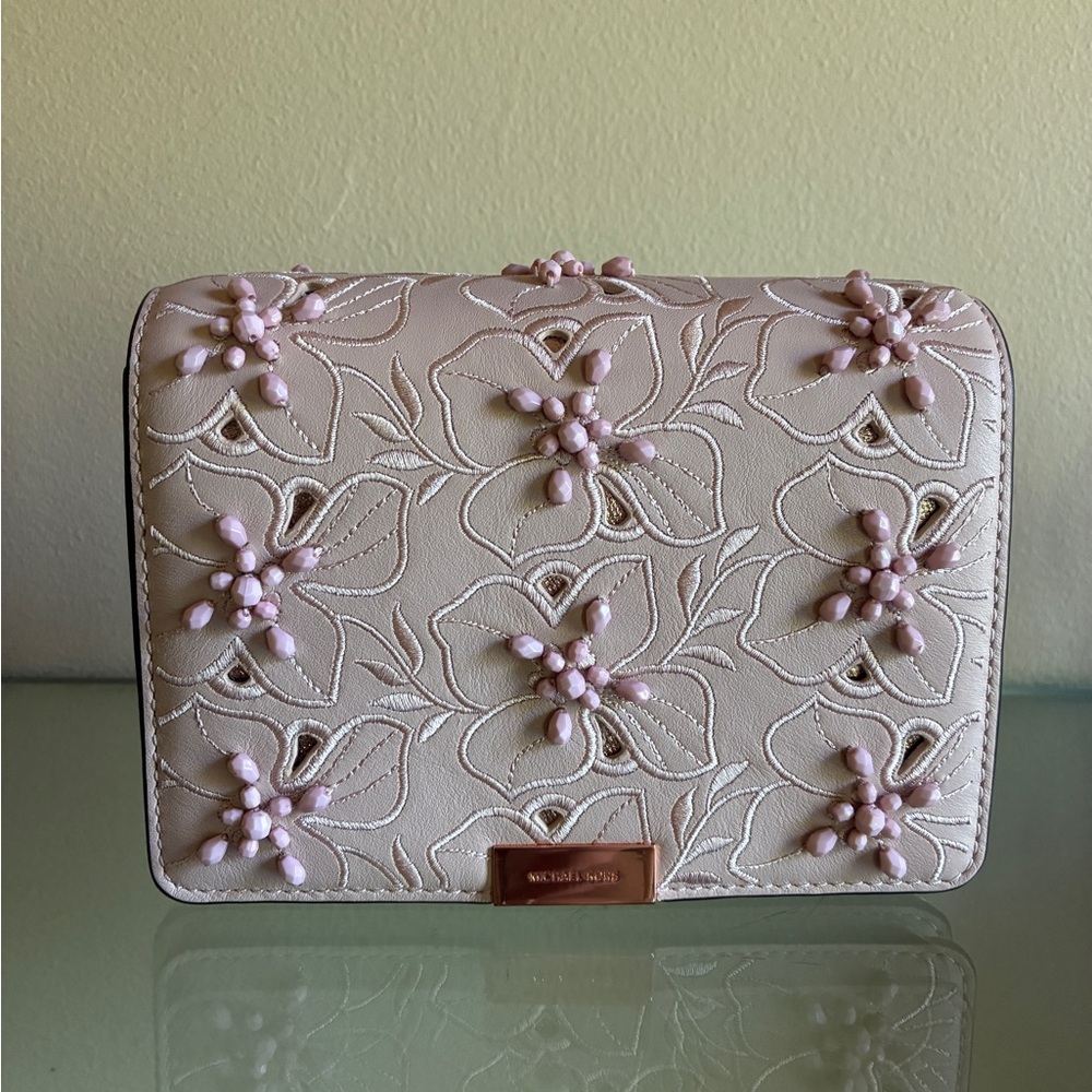 Michael Kors Pink Floral Embellished Handbag